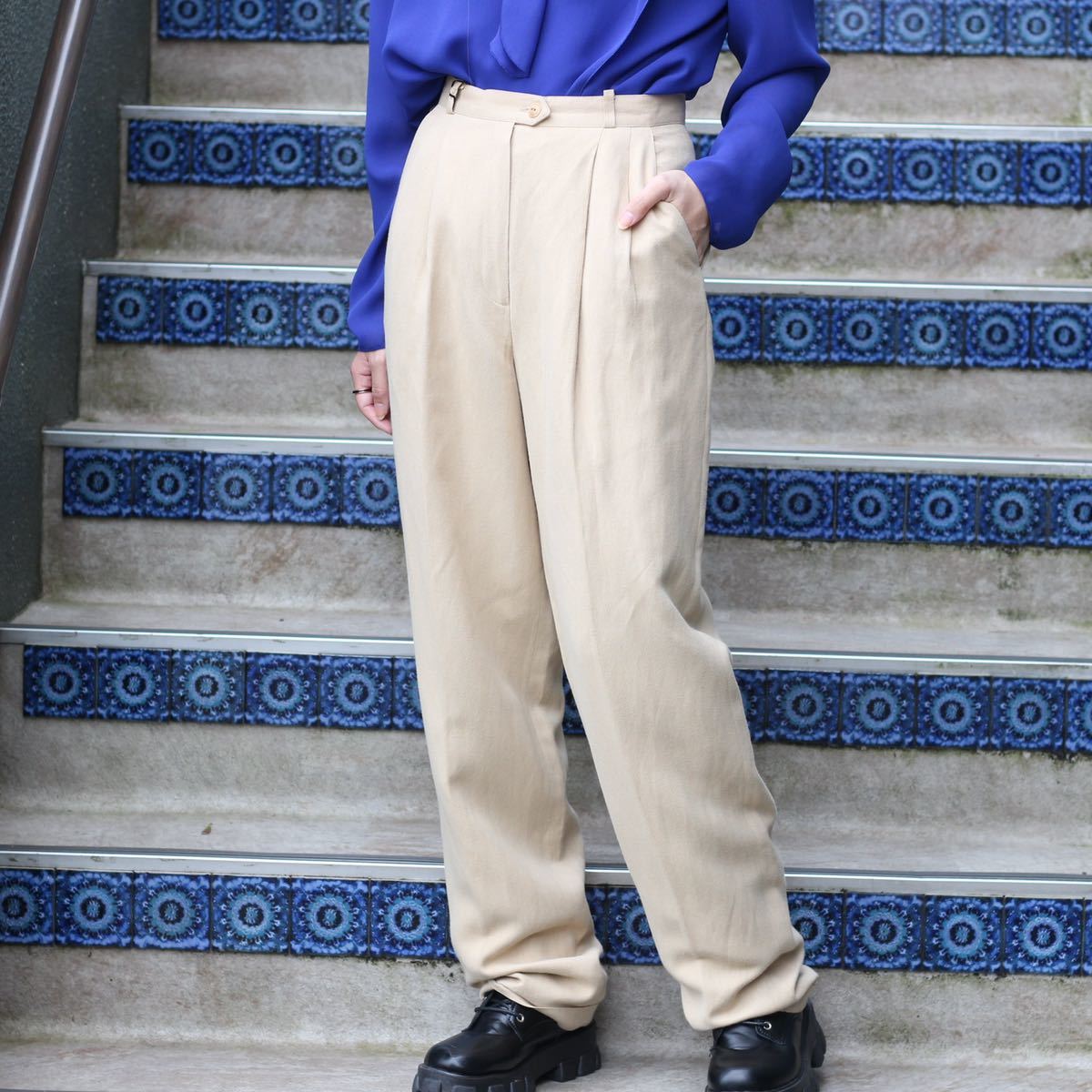 USA VINTAGE RALPH LAUREN WOOL COLOR SLACKS PANTS/ America old clothes Ralph Lauren wool color slacks pants 