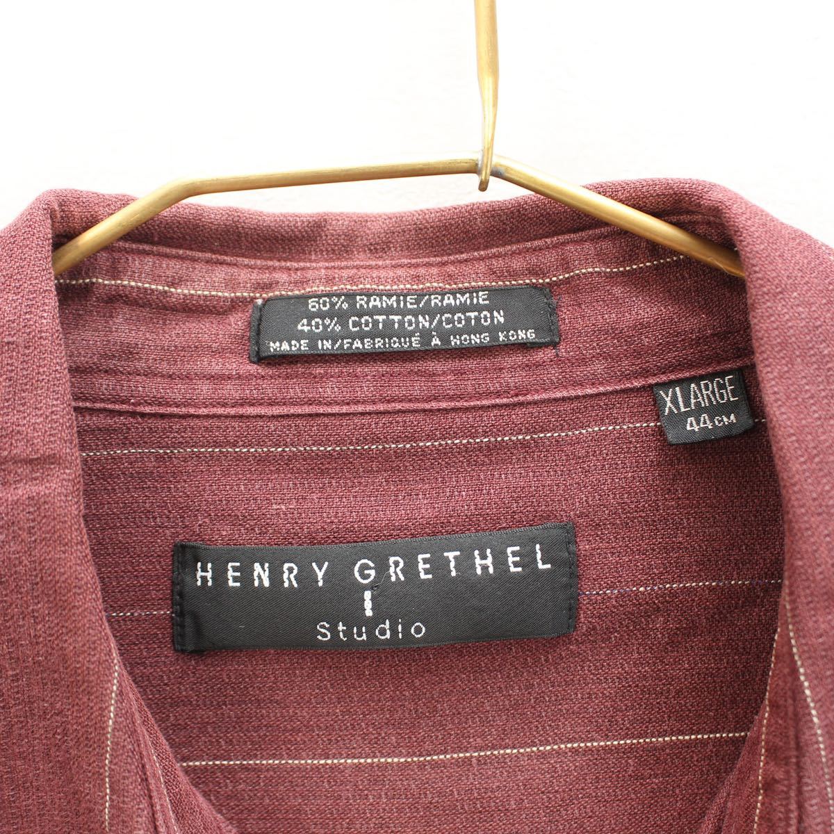 USA VINTAGE HENRY GRETHEL STUDIO STRIPE PATTERNED RAMY COTTON OVER SHIRT/アメリカ古着ストライプ柄ラミーコットンオーバーシャツ