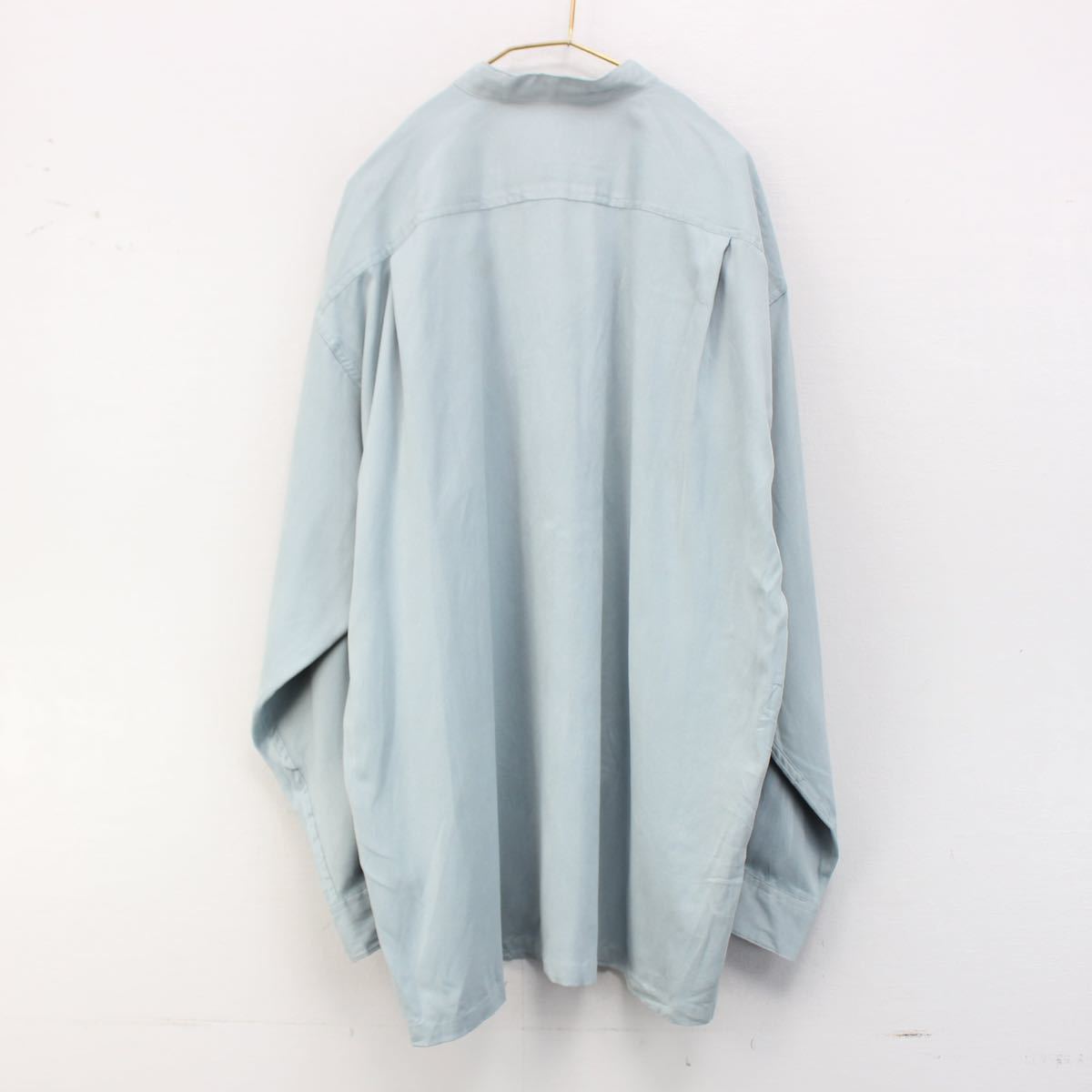 USA VINTAGE FAKE SUEDE BAND COLLAR DESIGN SHIRT/アメリカ古着フェイクスウェードバンドカラーデザインシャツ_画像5