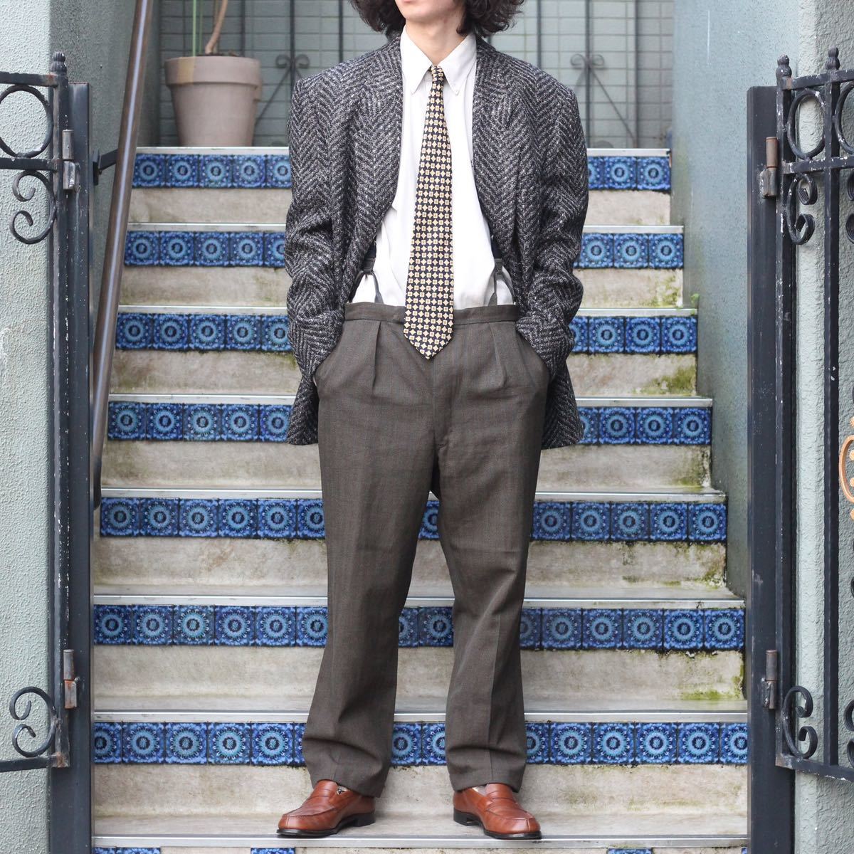 SPECIAL ITEM 60's USA VINTAGE WOOL SUSPENDER SLACKS PANTS/60年代