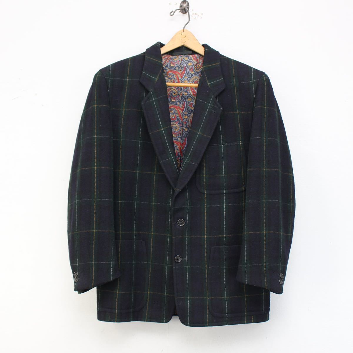 EU VINTAGE BOSS CHECK PATTERNED WOOL TAILORED JACKET/ヨーロッパ古着ボスチェック柄ウールテーラードジャケット