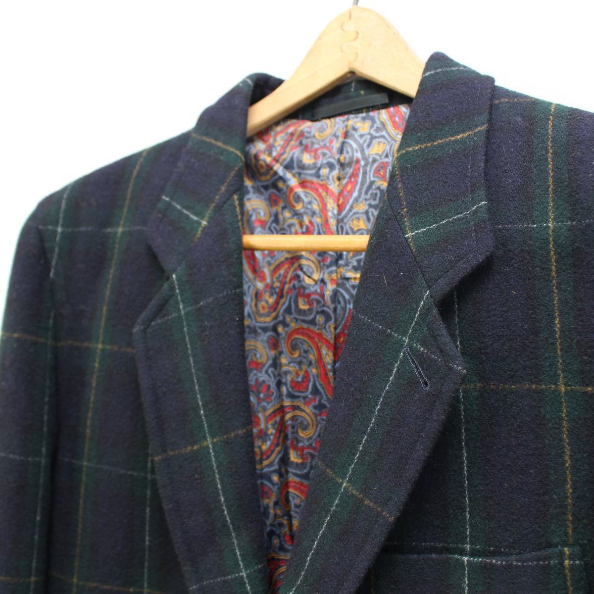 EU VINTAGE BOSS CHECK PATTERNED WOOL TAILORED JACKET/ヨーロッパ古着ボスチェック柄ウールテーラードジャケット