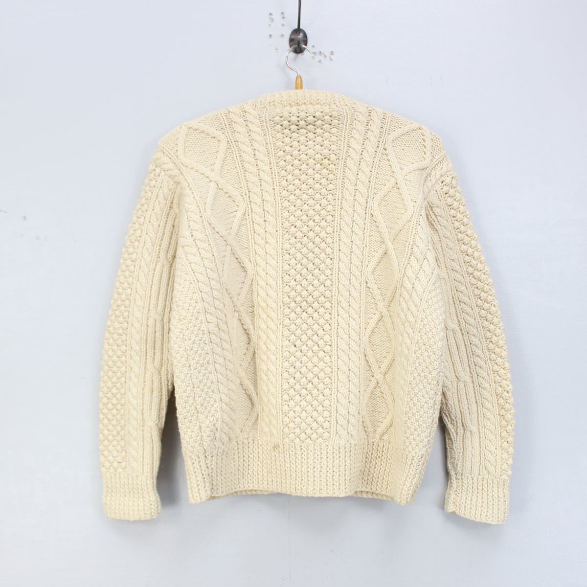 EU VINTAGE CABLE DESIGN KNIT CARDIGAN MADE IN IRELAND/ヨーロッパ