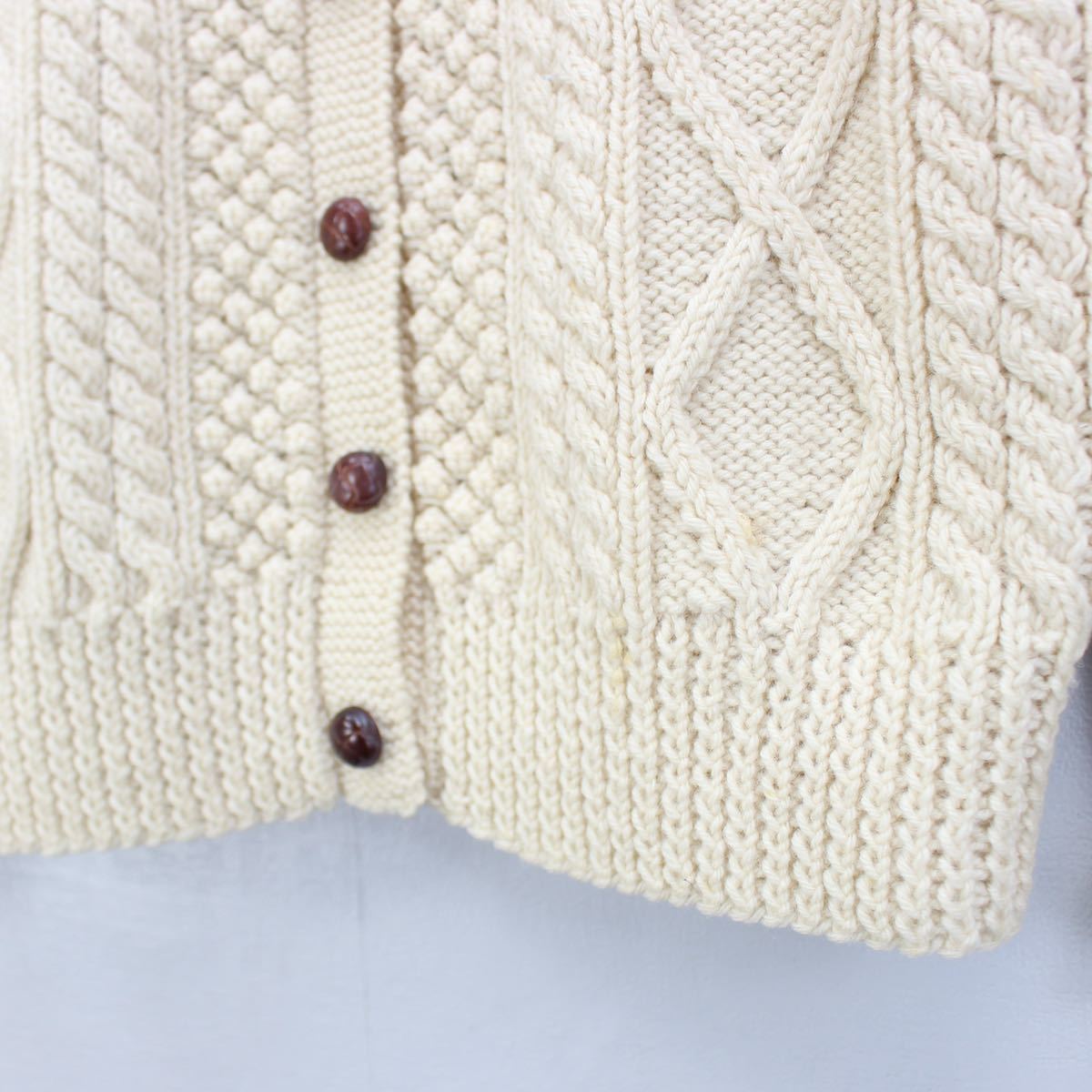 EU VINTAGE CABLE DESIGN KNIT CARDIGAN MADE IN IRELAND/ヨーロッパ