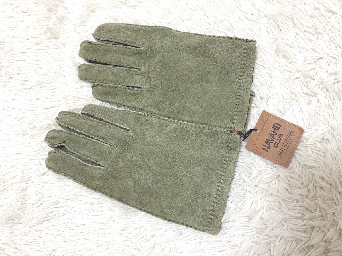 NAVAHO CLUB pig leather size 24 centimeter leather gloves khaki - green 