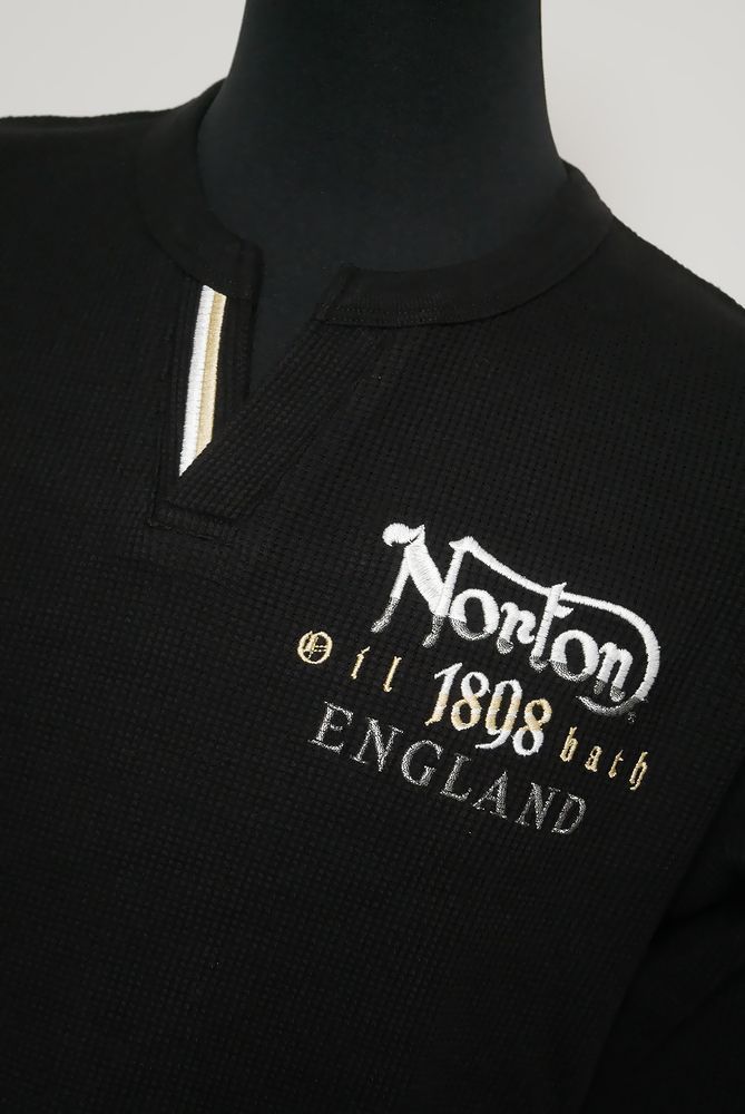 Norton 新品正規 231N1101B ベーシックサーマルキーロンT ロングTシャツ 長袖 黒L_画像2