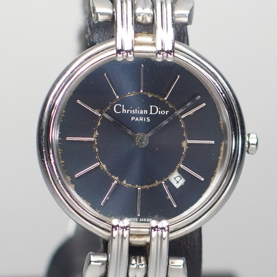 日本製 Christian Dior クリスチャンディオール QZ 腕時計 ネイビー