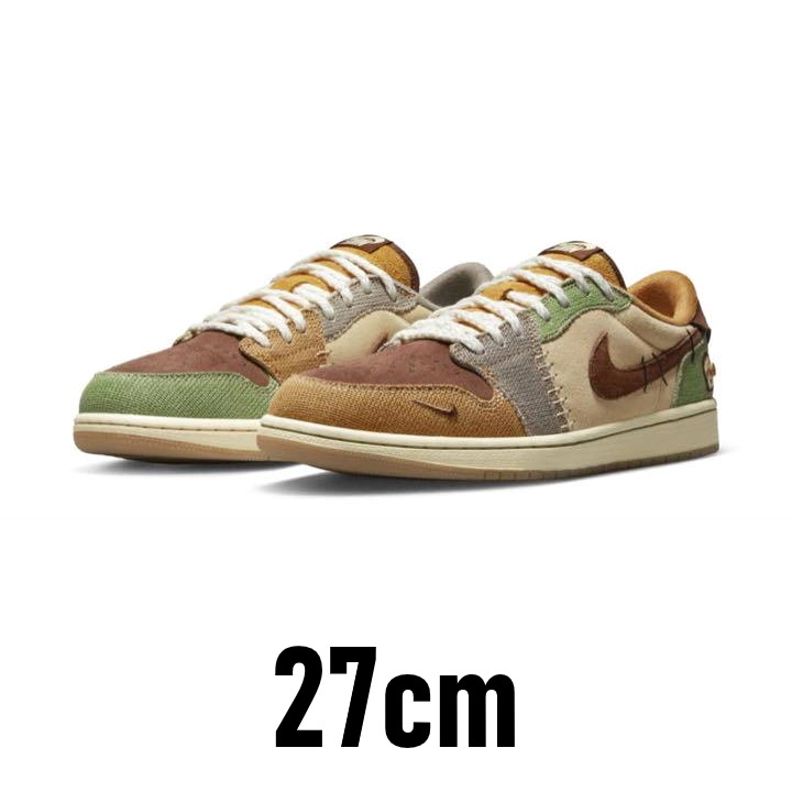 Zion Williamson × Nike Air Jordan 1 Low OG Flax and Oil Green 新品 27cm ザイオン ウィリアムソン ナイキ エアジョーダン 1 ロー