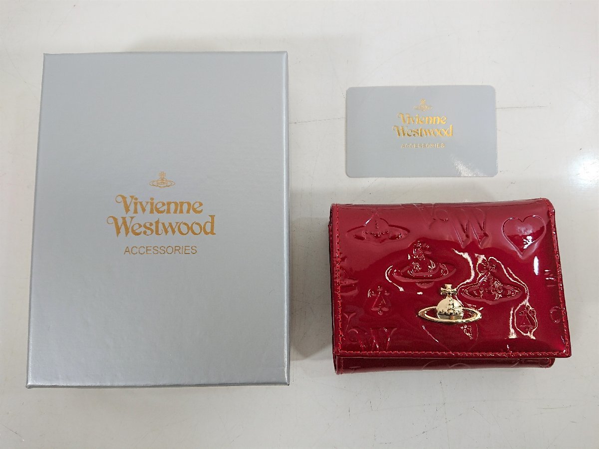 Vivienne Westwood ヴィヴィアンウエストウッド 三つ折り財布 折りたたみ 財布 ウォレット 赤 レッド 箱付き 美品 未使用 併売商品_画像1