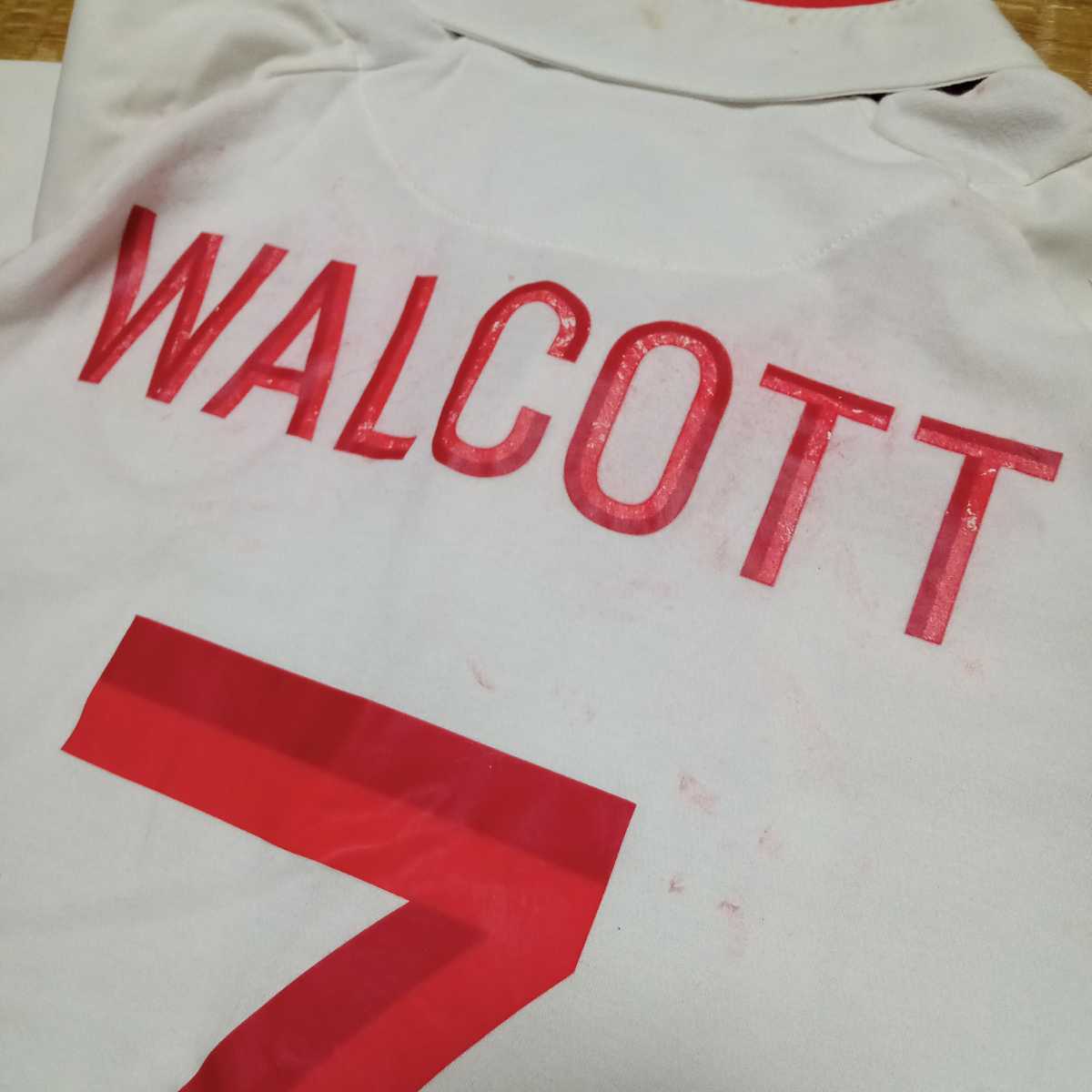 色移りあり　ウォルコット　イングランド代表　アウェイ　ユニフォーム　152　アンブロ　７　ＷＡＬＣＯＴＴ_画像5