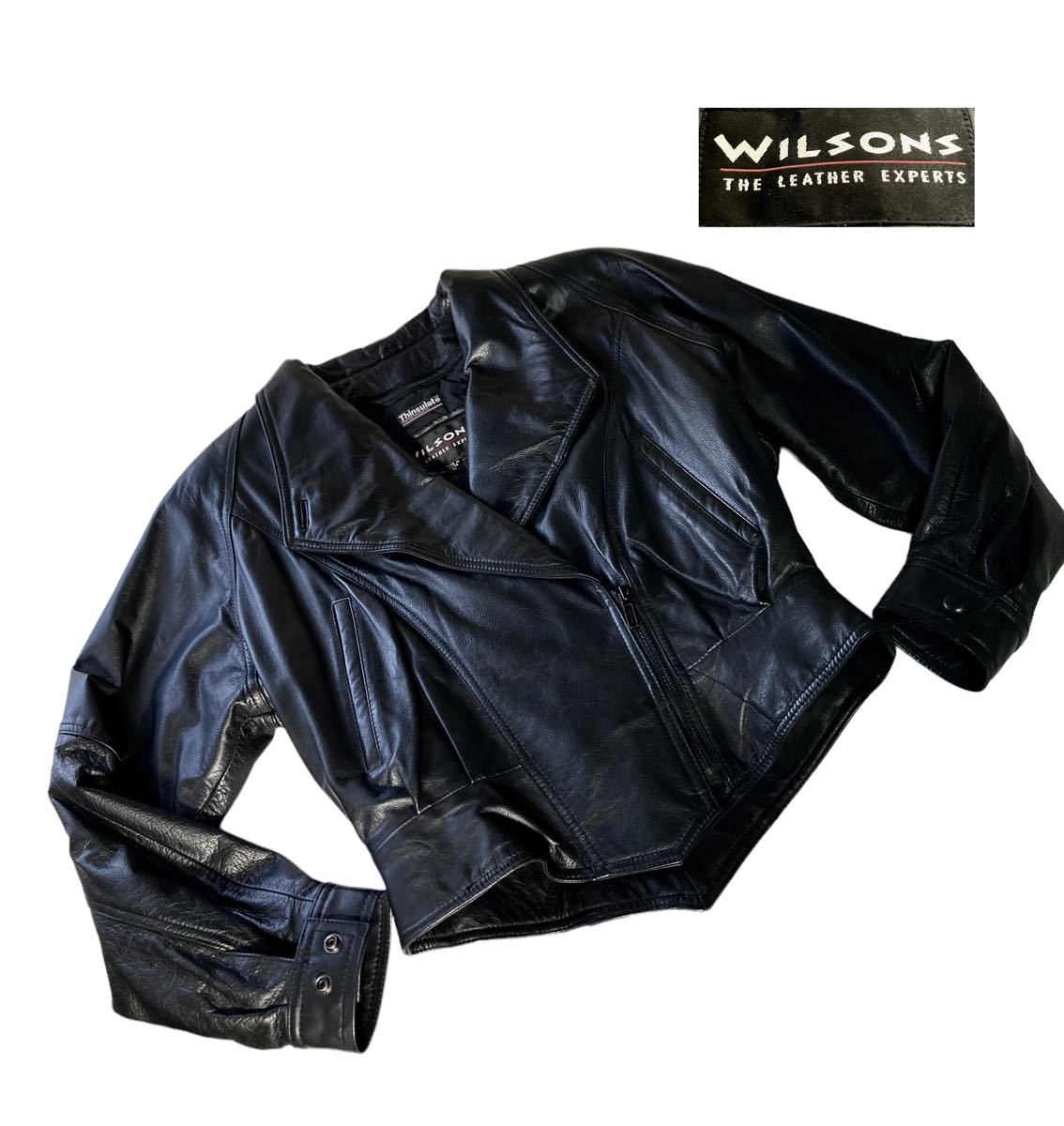 【極美品】Wilsons ライダースジャケット　ライナー付き　レザージャケット 革ジャン レザーライダース サイズM レディース
