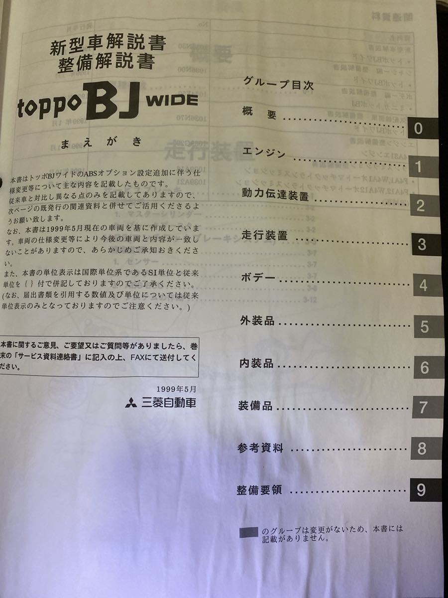*(2211) Mitsubishi toppo BJ WIDE Toppo BJ wide new model manual * maintenance manual GF-H43A/H48A 4 pcs. set 