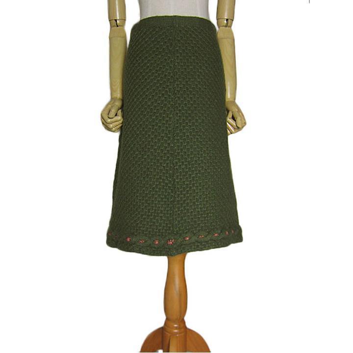 スカート 裾の花模様が可愛い ニットスカート ウエストゴム式 ヨーロッパ 古着_画像1