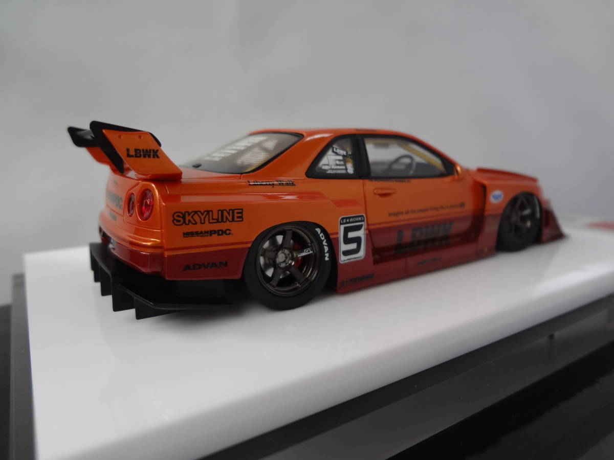 アイドロン EIDOLON アクセルワークス AXELLWORKS 1/43 Liberty Walk LB-ER34 Super Silhouette SKYLINE 2020 Arancio Pearl/Vino Rosso_画像6