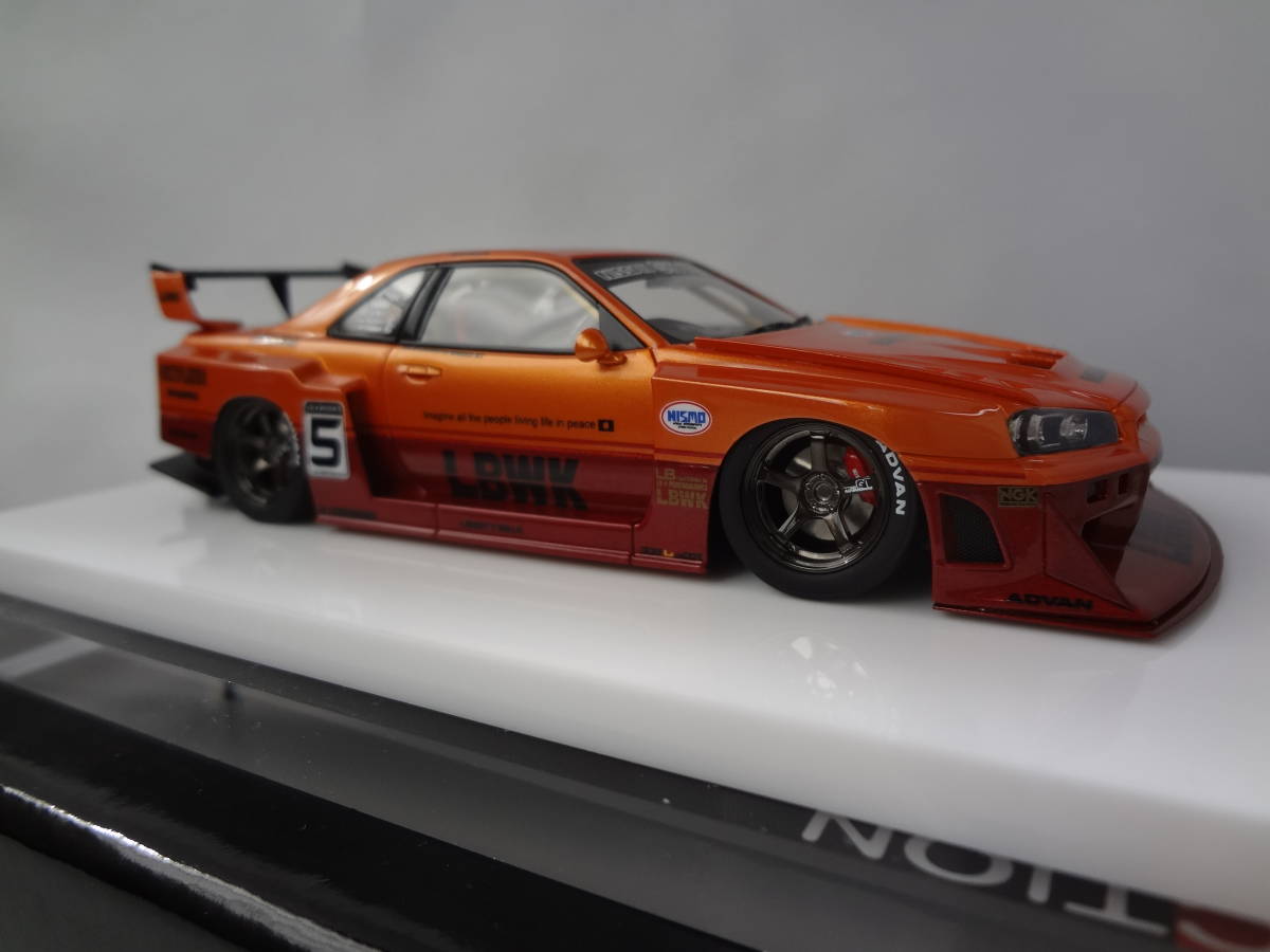アイドロン EIDOLON アクセルワークス AXELLWORKS 1/43 Liberty Walk LB-ER34 Super Silhouette SKYLINE 2020 Arancio Pearl/Vino Rosso_画像4