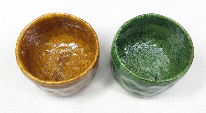 F0359】茶道具 大樋焼 大樋長楽 長楽窯 飴釉 緑釉 小服茶碗 小 F0359】茶道具 大樋焼 大樋長楽 長楽窯 飴釉 緑釉 小服茶碗 小