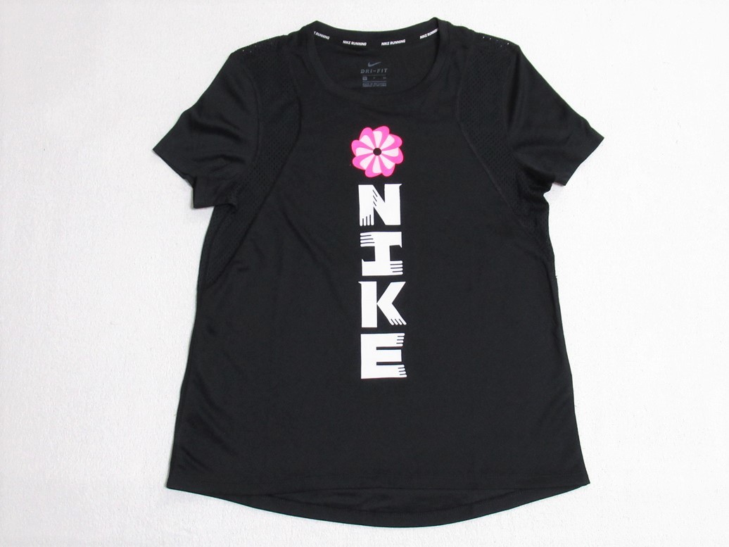 NIKE アイコンクラッシュ Tシャツ タイツ セットアップ 黒 ピンク M S ナイキ ランニング 上下セット 風車 ドライフィット CU3051 CU3091の画像2