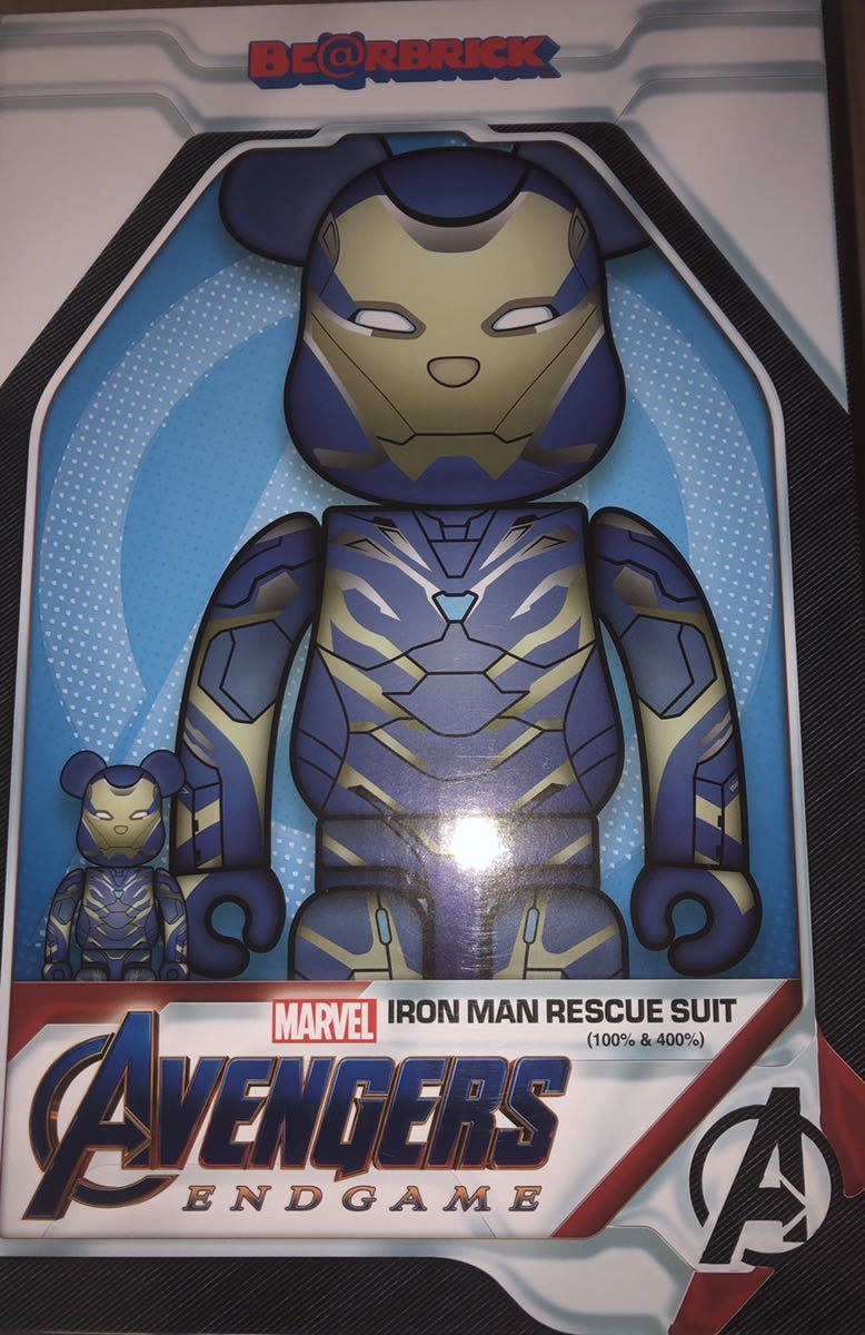 BE@RBRICK IRON MAN RESCUE SUIT 400% & 100% ベアブリック アイアンマン メディコムトイ マーベル　medicom toy 新品未開封_画像1