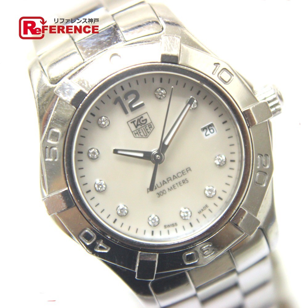 TAG HEUER TAG Heuer WAF1415 Aquaracer 10P diamond quarts wristwatch SS silver lady's [ used ]