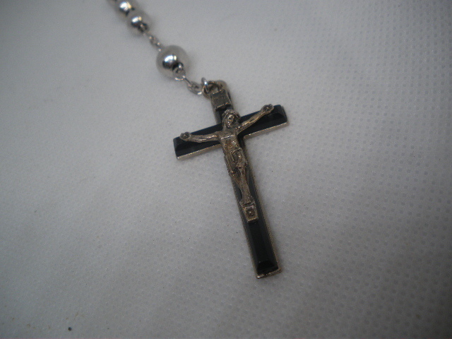 ドルチェ&ガッバーナ DOLCE & GABBANA ドルガバ ロザリオ Jesus Christ クロス 十字架 ブラックストーン 黒 白 ネックレス