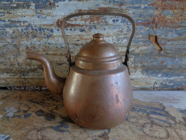 フランス蚤の市銅製ケトル】1950sやかんコーヒー紅茶ティーポット