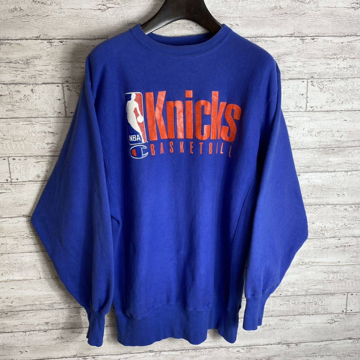 90's チャンピオン リバースウィーブ USA製 ヴィンテージ グッドプリント XXL レアカラー Knicks ニックス NBA レアな個体  スウェット