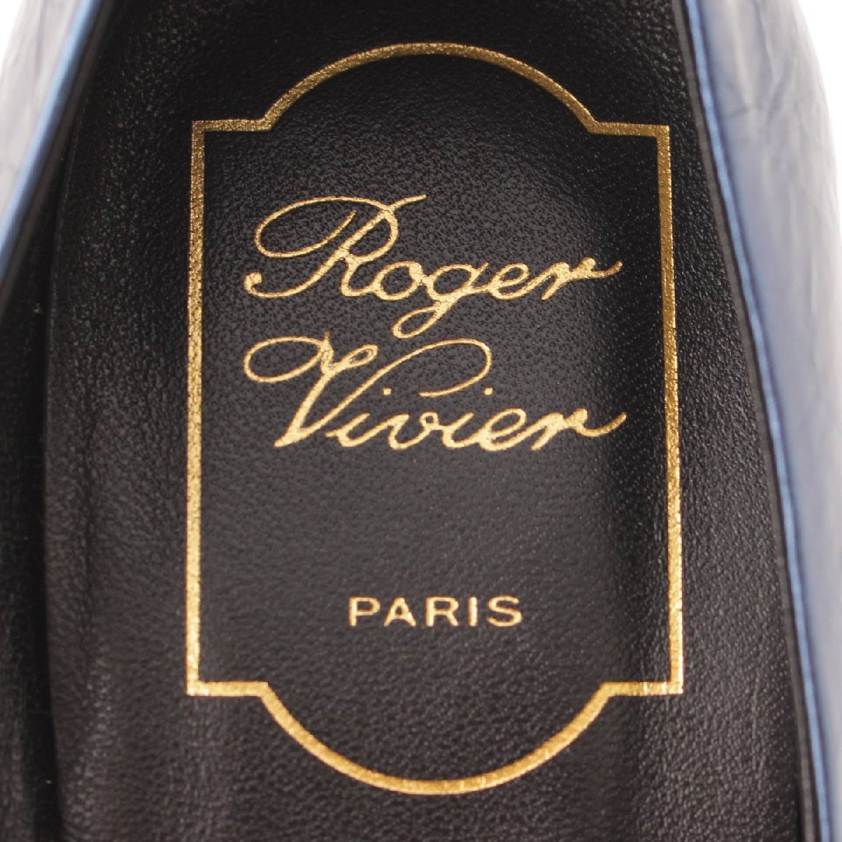 [roje vi vi e]Roger Vivier кожа sk подушка безопасности ru раунд tu каблук туфли-лодочки голубой 34 [ б/у ][ стандартный товар гарантия ]168399