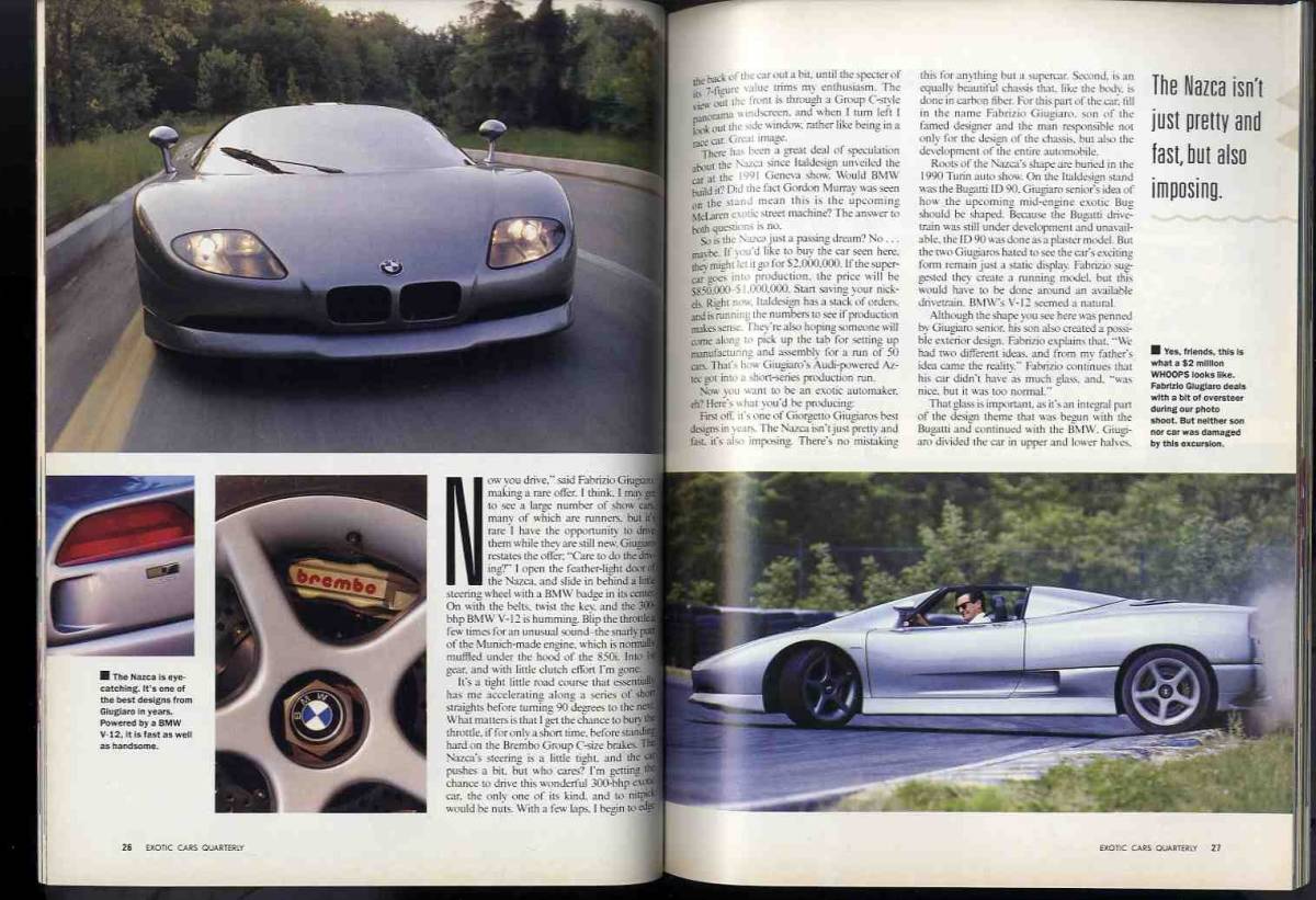 【c9595】1991年 EXOTIC CARS Quarterly [ROAD&TRACK]／イタルデザイン ナツカ、BMWアートカー、ベルトーネ エモーション、...の画像4