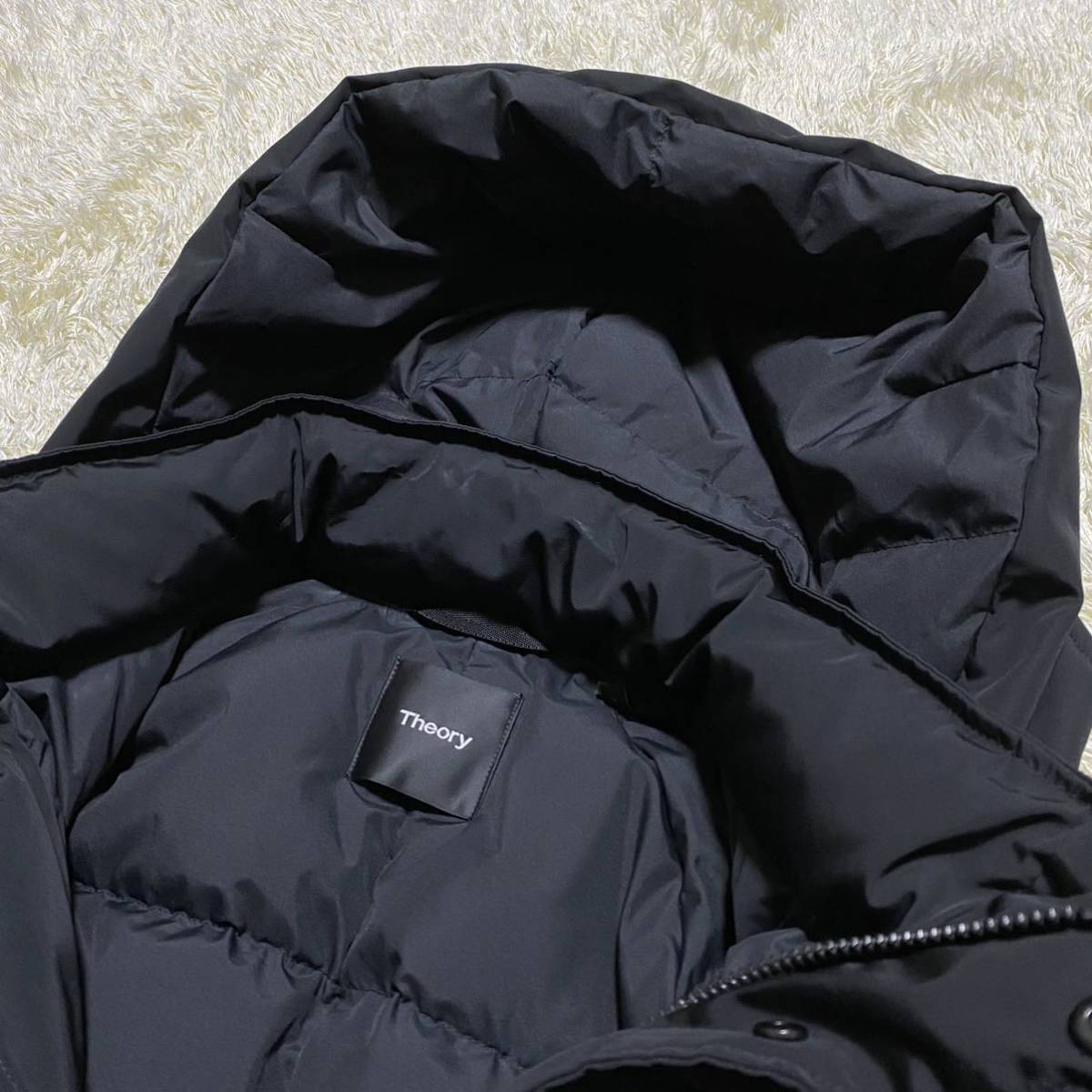 セオリー 『溢れ出る高級感』 theory ダウンコート ダウンジャケット 2017AW TAFFETA DILLAN ダウン90% Sサイズ 2way フード 現行 ブラック