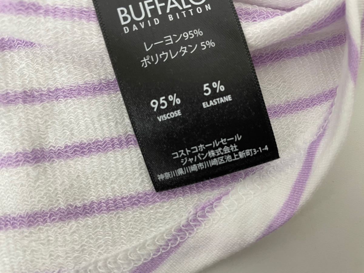 新品■BUFFALO バッファロー レディース 半袖シャツ ボーダー S パープル 肌触り 柔らかい