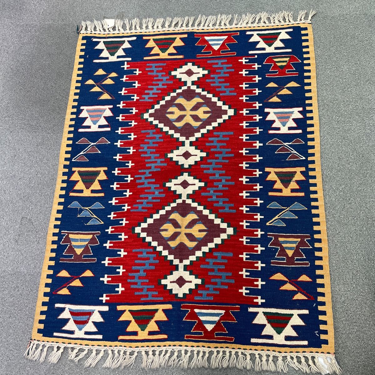 コンヤキリム 手織り トルコ製 ウール100% 90×114cm カーペット、ラグ
