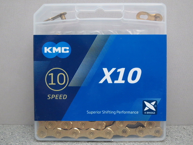 定期入れの KMC　X10 TI ゴールド　10s　116L　チェーン チェーン