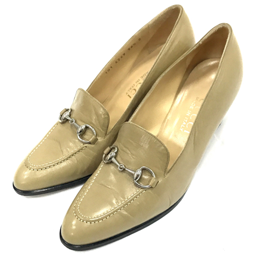 グッチ サイズ 36 1/2 C ホースビット パンプス ヒール SV金具 レザー