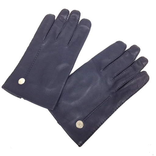 エルメス 8 1/2 レザーグローブ 手袋 ネイビー メンズ 保存箱付き