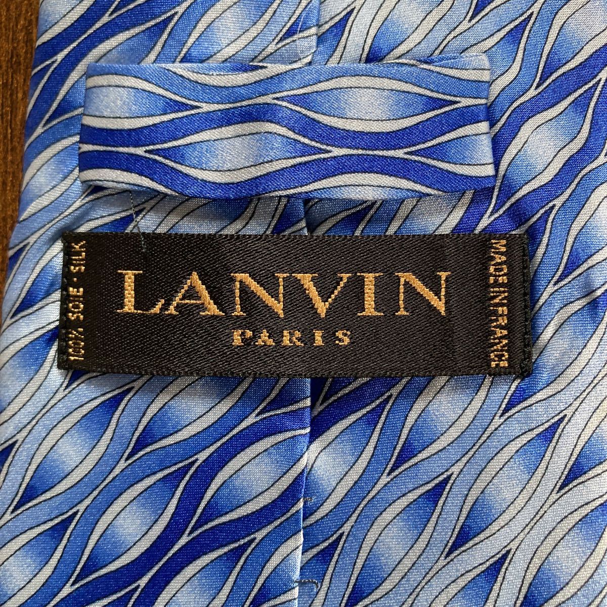 LANVIN ランバン ネクタイ ブルー プリント柄_画像7