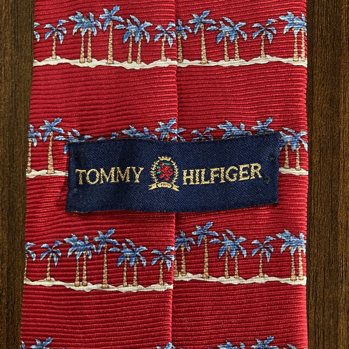 TOMMY HILFIGER トミーヒルフィガー ネクタイ 赤 ヤシの木 椰子の木_画像7