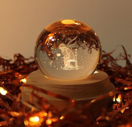 オルゴール バラの王子様 クリスタルボール スノードーム LEDカラフル 間接照明 LEDライト インテリア プレゼント 曲：君をのせて