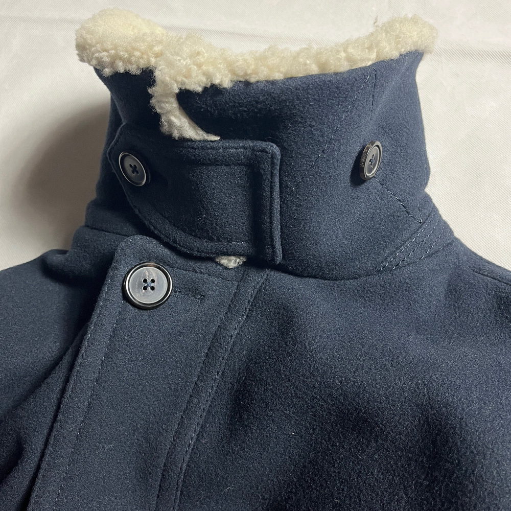 定価60万超! HERMES カシミア ウール ムートン ボンバー ジャケット フランス製 エルメス CASHMERE WOOL BOMBER JACKET MOUTON FRANCE NAVY_画像8