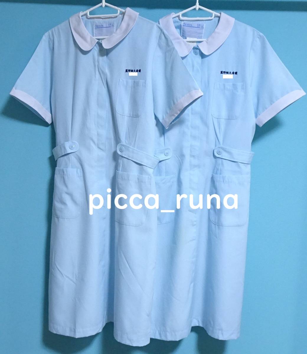 11-116☆コスプレ衣装☆超特大サイズ・ブルー・ナースワンピース2枚セット・サイズ3L・AP-RON・実習服の画像1