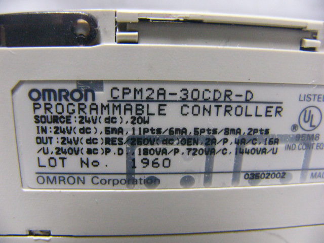 ★動作保証★ OMRON PLC CPM2A-30CDR-D 30点入出力CPU装置