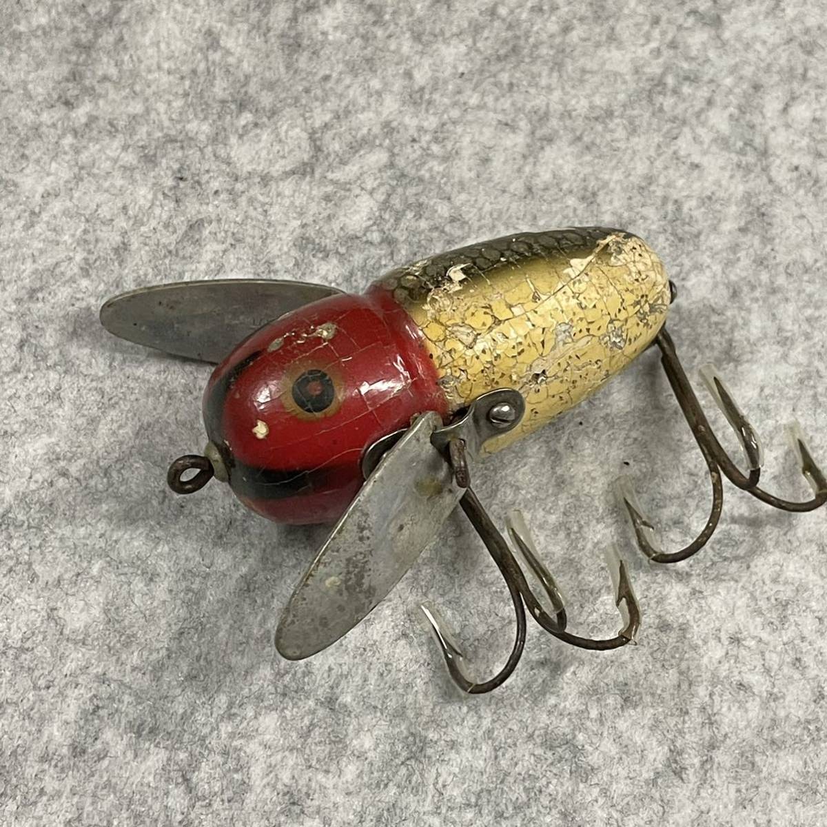 Antique Heddon Dowagiac Musky crazy crawler lure with box & paper