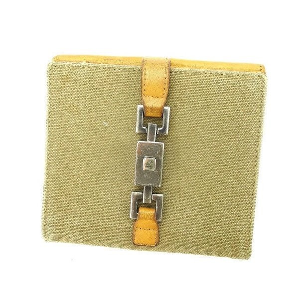 新作モデル  二つ折り財布 Wホック財布 グッチ レディース 中古 カーキ 女性用財布