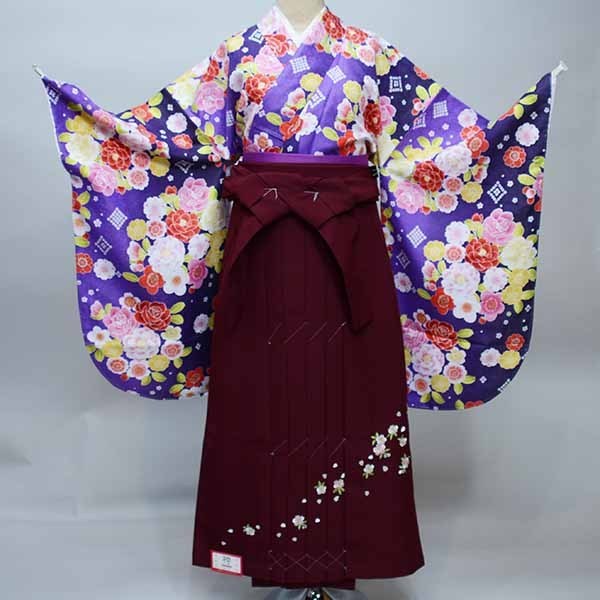  кимоно hakama комплект Junior для . исправление 135cm~150cm 100 цветок .. Sakura слива роза фиолетовый серия hakama модификация возможность церемония окончания . новый товар ( АО ) дешево рисовое поле магазин NO36214-2