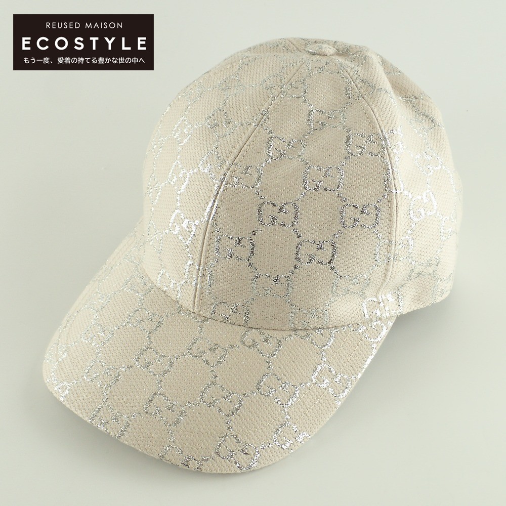 美品 GUCCI グッチ ?631953 3HK75 GGラメ ベースボールキャップ 帽子 M