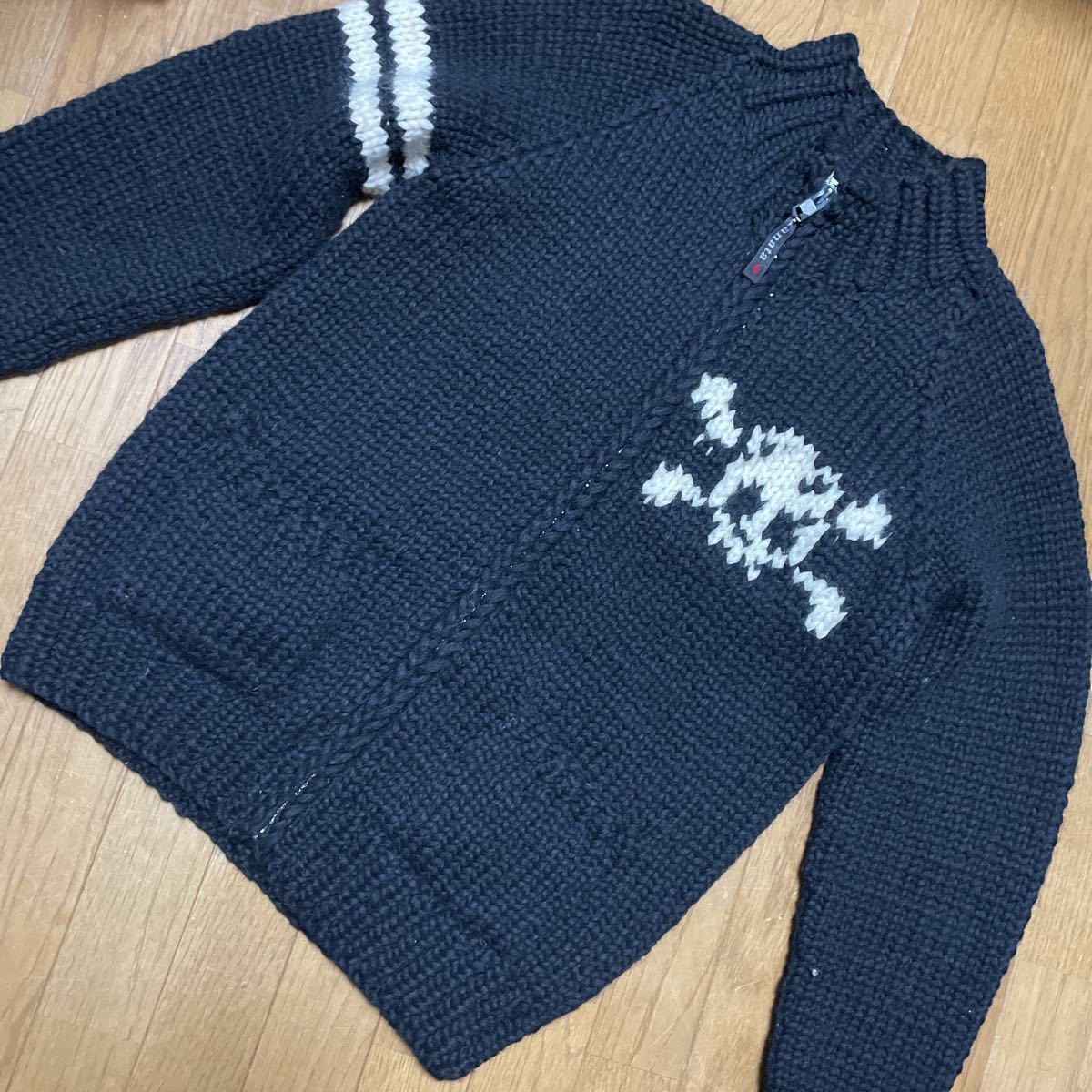 スカル柄 Kanata カナダ製カウチンセーターメンズカナタ黒 スカル柄 Kanata カナダ製カウチンセーターメンズカナタ黒