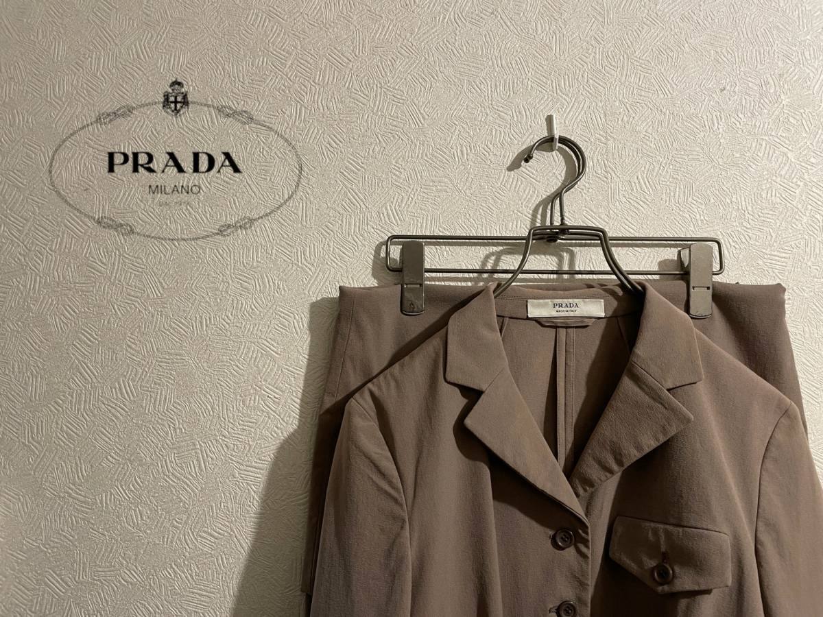 ◯ イタリア製 PRADA スカート セットアップ スーツ / テーラード グレー ベージュ 40 Ladies #Sirchive