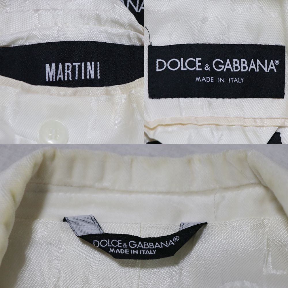 訳ありUSED品 日本正規品のOLCE&GABBANAベロアピークドラペルジャケット 生成り48_画像8