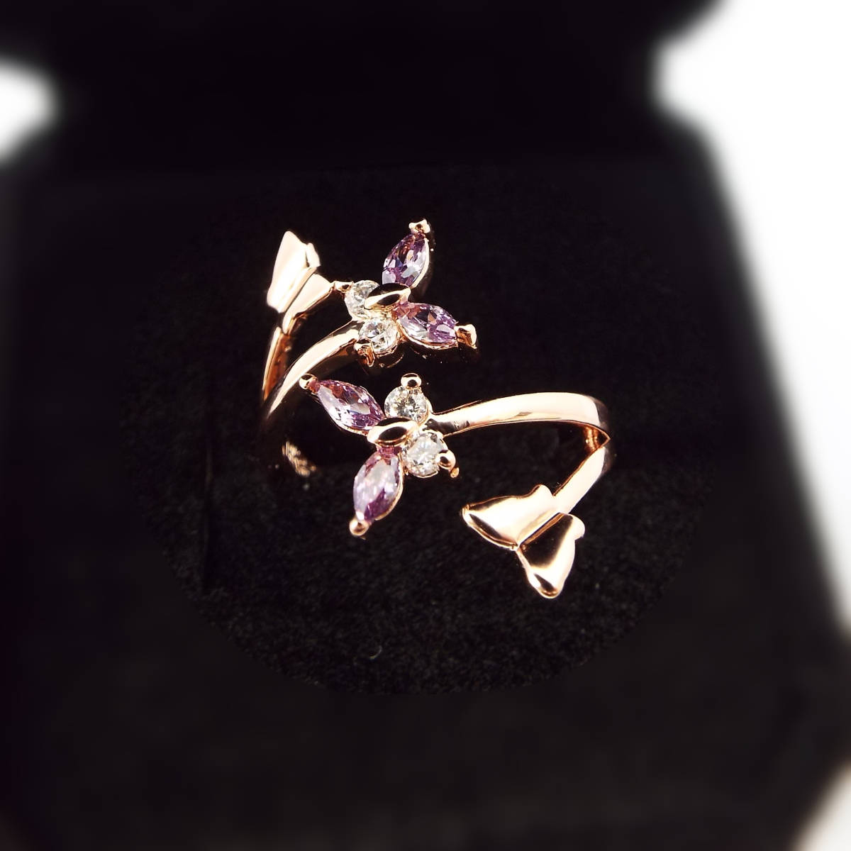 18KGP elegant butterfly open ring ring rose Gold 