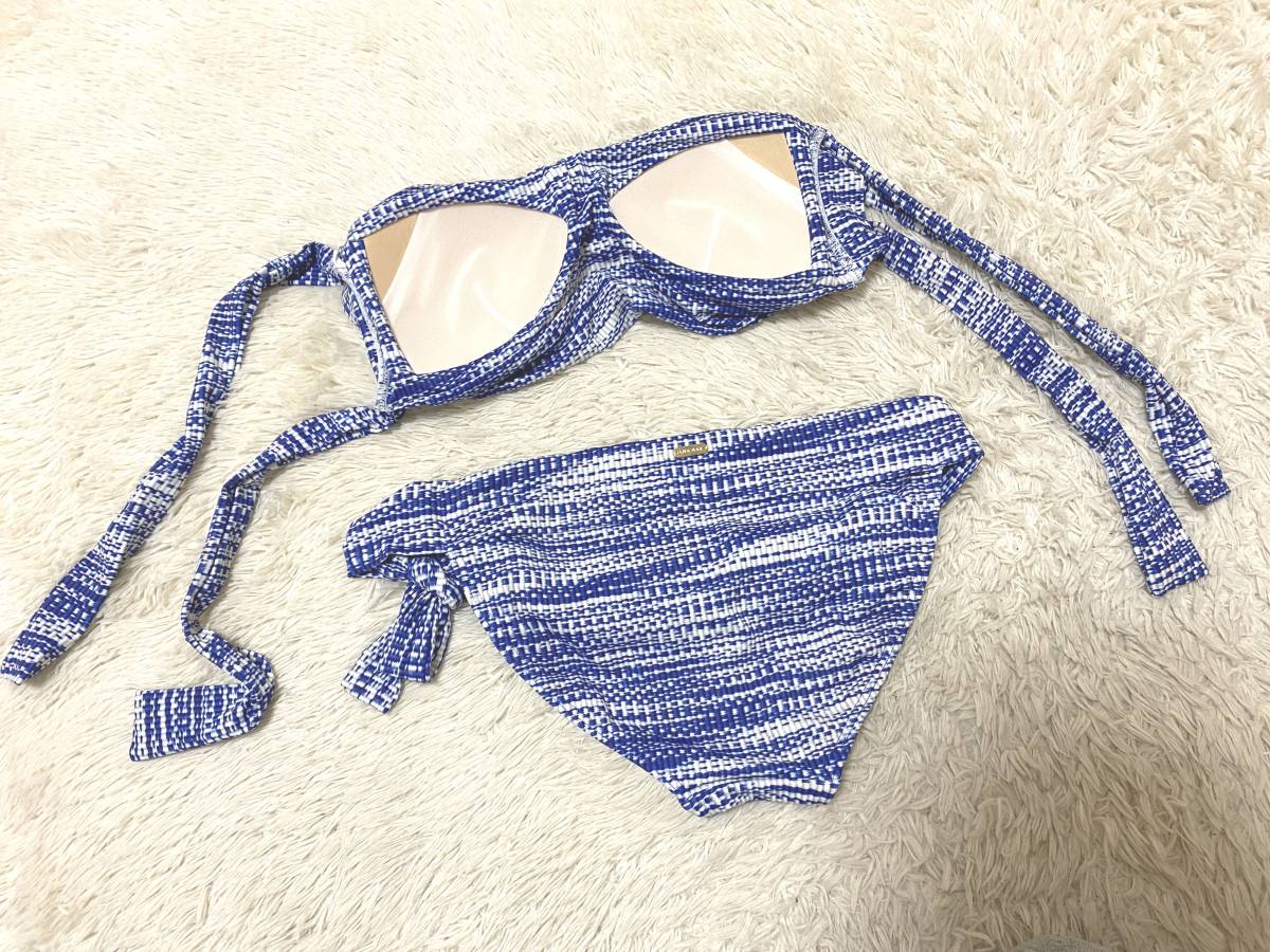 * Lady's swimsuit 9M* Crea vi re[LUA MAR] made in Japan | soft band u bikini * one-side side cord bread : blue 