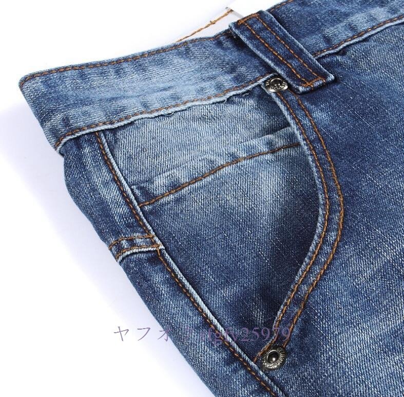 R563新品メンズ ジーンズ バギーパンツ ポケット多い デニムパンツ ワークパンツ 大きいサイズ ゆったり 個性 ブルー Ｗ30～Ｗ46_画像5